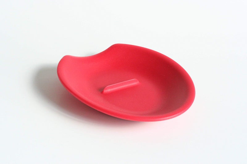Crack'em THE ORIGINAL Crack'em Egg Cracker & Spoon Rest (Candy Apple Red) - Perfectly Cracks Eggs & Contains Messes - Easy to Use & Clean - Great for Kids - Prevents Broken Yolks - Image 1